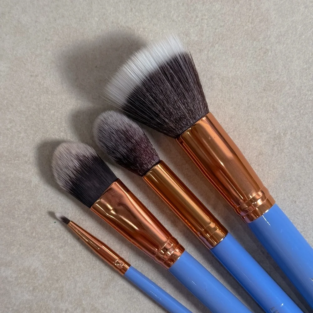 Luxie Blue Face & Eye Brush Set 4pc Foundation Highlight Liner